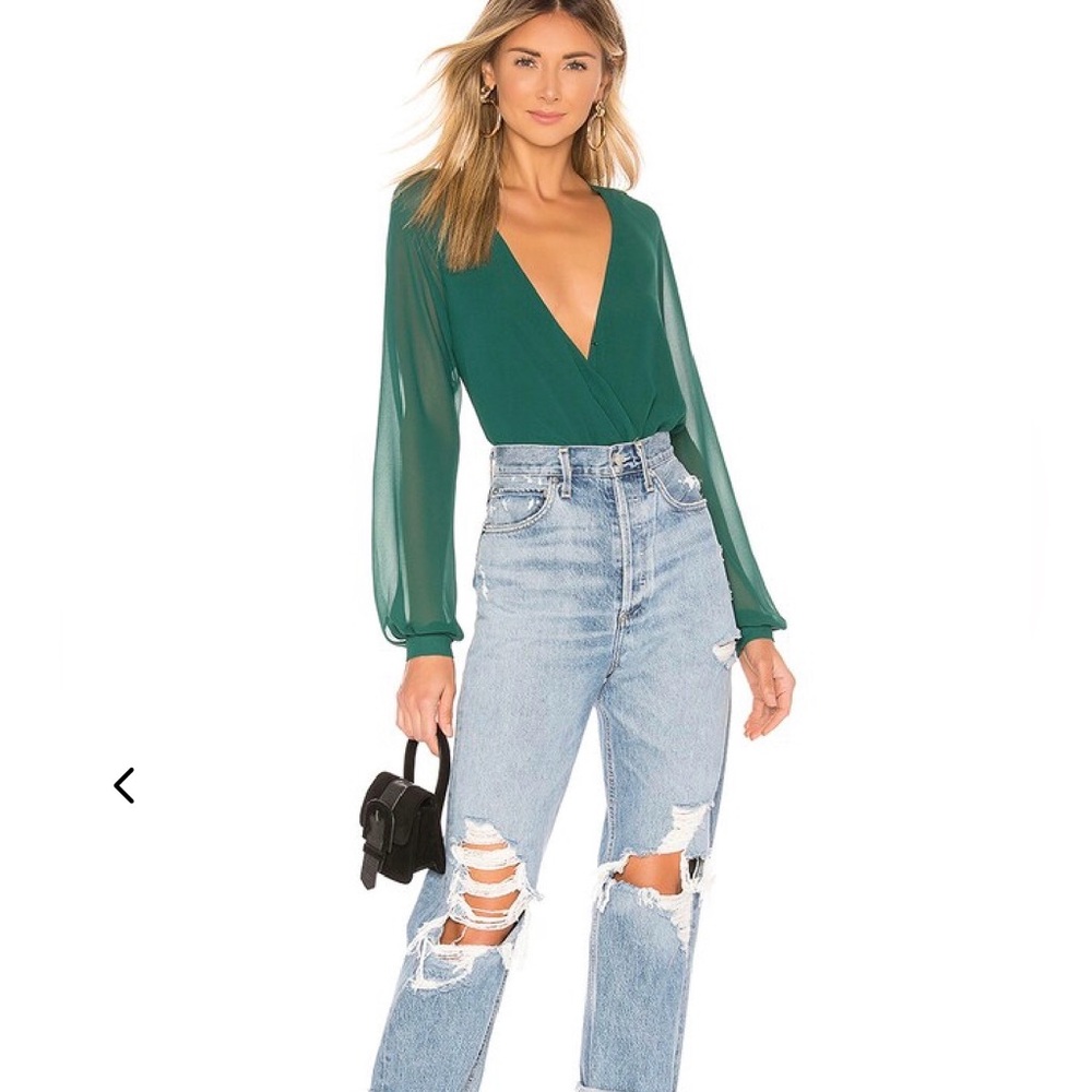 Lovers + Friends NWT Layla Bodysuit in Emerald green Size Small